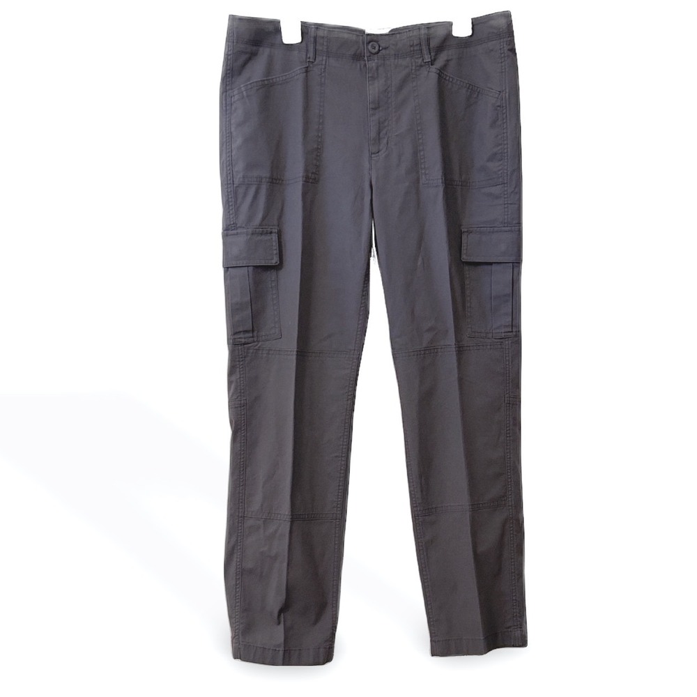 LL Bean Favorite Fit Cargo Pants Womens 14 Regular Gray Cotton Stretch 505026